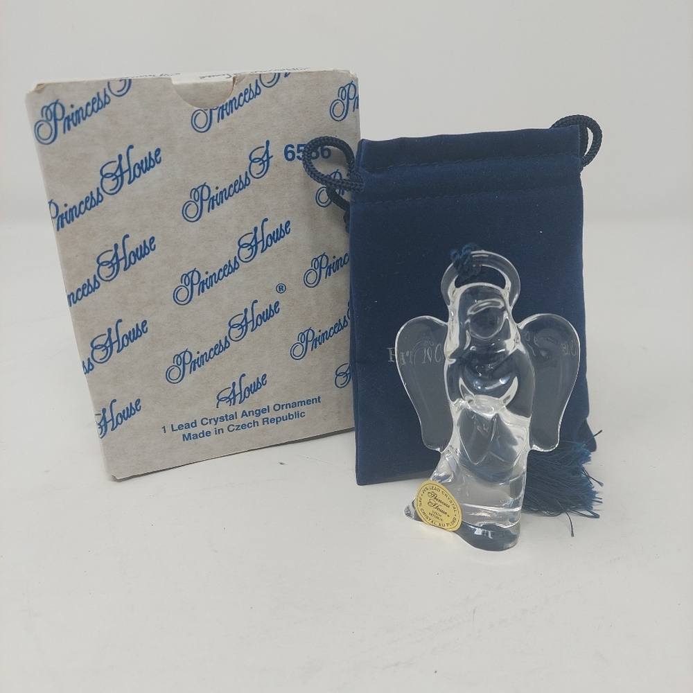 Princess House Lead Crystal Angel Ornament Vintage With Original Box Christmas